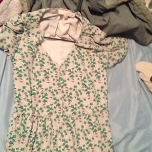 Loft green and white flower dress size 8
